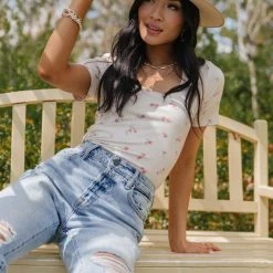 LIME N CHILI Bohme In Bloom Brecken Floral Top In White 15 LIME N CHILI Bohme In Bloom Brecken Floral Top In White