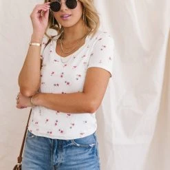 LIME N CHILI Brecken Floral Top In Beige