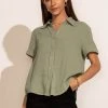 FUN 2 FUN Tops Piper Button Down Top In Sage 1 FUN 2 FUN Tops Piper Button Down Top In Sage