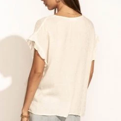 LOVE STITCH Clothing Illustrated Marcella Blouse In Ivory