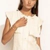 LOVE STITCH Clothing Illustrated Sue Button Down Blouse In Cream