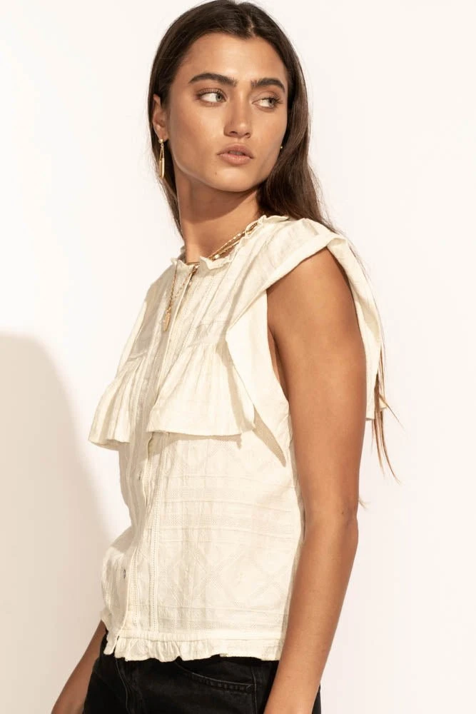 LOVE STITCH Clothing Illustrated Sue Button Down Blouse In Cream 5 LOVE STITCH Clothing Illustrated Sue Button Down Blouse In Cream