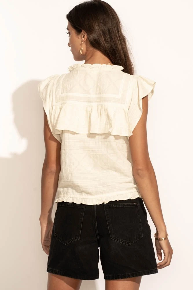 LOVE STITCH Clothing Illustrated Sue Button Down Blouse In Cream 8 LOVE STITCH Clothing Illustrated Sue Button Down Blouse In Cream