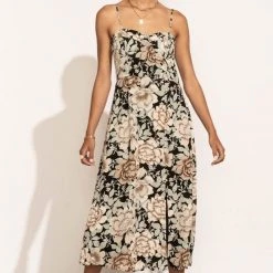 ROKOKO Kim Floral Midi Dress In Black New Arrivals
