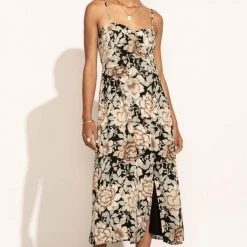 ROKOKO Kim Floral Midi Dress In Black New Arrivals