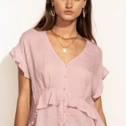 LOVE STITCH Clothing Illustrated Marcella Blouse In Lilac