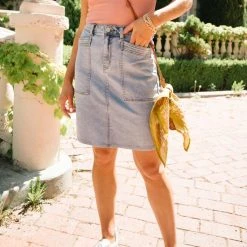 WELLMADE INC Skirts Lorenza Denim Skirt - FINAL SALE