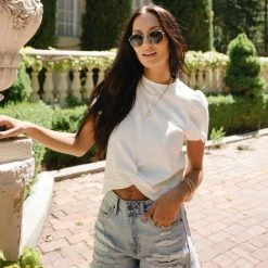 WORUI Hattie Ribbed Top In White - FINAL SALE