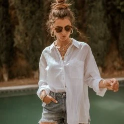 FUN 2 FUN New Arrivals Larissa Button Down Blouse In White