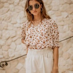WELLMADE INC Blaise Floral Top Tops