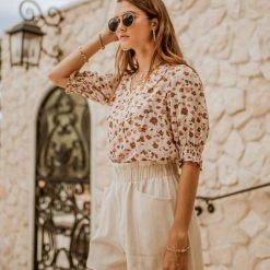 WELLMADE INC Blaise Floral Top Tops