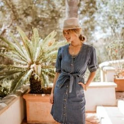 TEA N ROSE Lilianna Denim Midi Dress Dresses