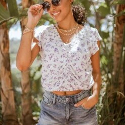PROMESA Carol Floral Blouse - FINAL SALE Short Sleeve