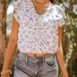 PROMESA Carol Floral Blouse - FINAL SALE Short Sleeve