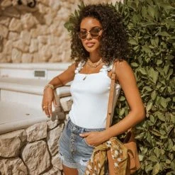 LISTICLE Presley Tank Top In Ivory Tees & Tanks