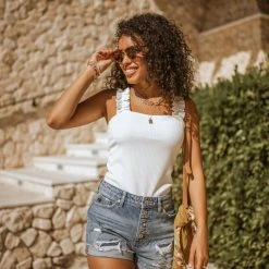 LISTICLE Presley Tank Top In Ivory Tees & Tanks