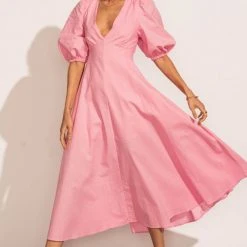 AARON & AMBER New Arrivals Jennica Midi Dress In Pink