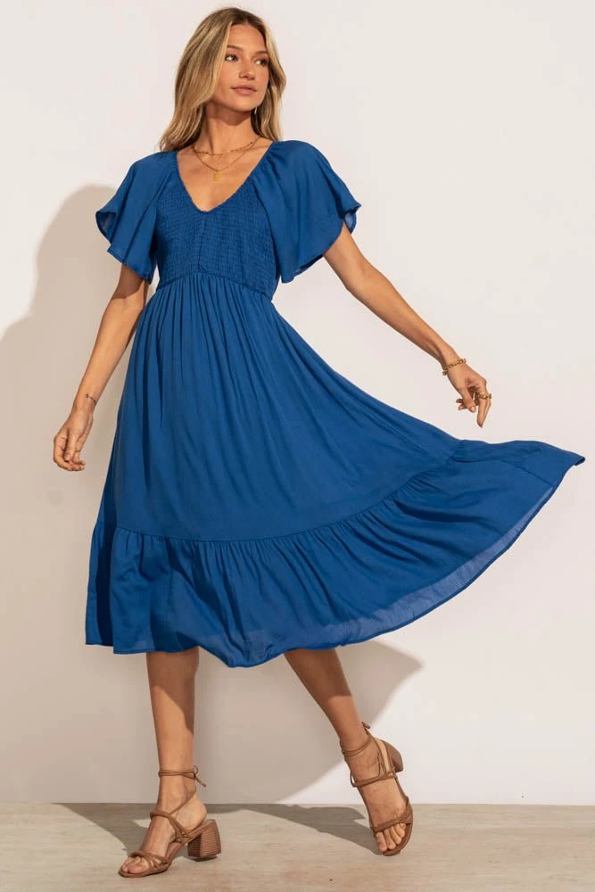 LAKE FLOWER FASHION Polly Midi Dress In Royal 5 LAKE FLOWER FASHION Polly Midi Dress In Royal