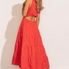 &MERCI New Arrivals Carlotta Tiered Maxi Dress In Tomato Red