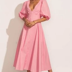 AARON & AMBER New Arrivals Jennica Midi Dress In Pink