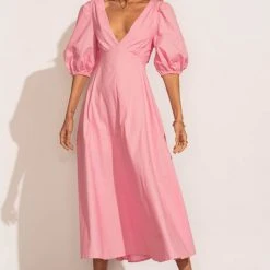 AARON & AMBER New Arrivals Jennica Midi Dress In Pink
