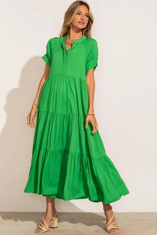 Fore Collection Amanda Tiered Dress In Kelly Green 5 Fore Collection Amanda Tiered Dress In Kelly Green