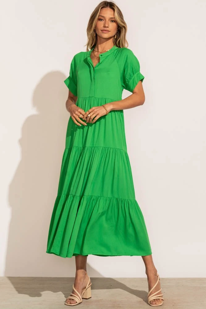 Fore Collection Amanda Tiered Dress In Kelly Green 4 Fore Collection Amanda Tiered Dress In Kelly Green