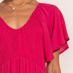 LAKE FLOWER FASHION Polly Midi Dress In Hot Pink