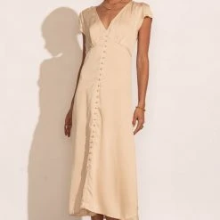 FUN 2 FUN Mandy Midi Dress In Champagne New Arrivals