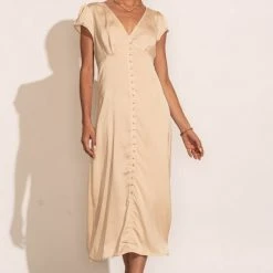 FUN 2 FUN Mandy Midi Dress In Champagne New Arrivals
