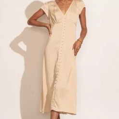 FUN 2 FUN Mandy Midi Dress In Champagne New Arrivals