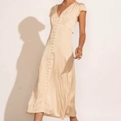 FUN 2 FUN Mandy Midi Dress In Champagne New Arrivals