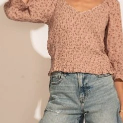 FUN 2 FUN Holly Smocked Blouse In Pink New Arrivals