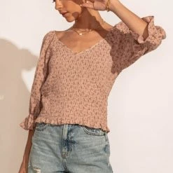 FUN 2 FUN Holly Smocked Blouse In Pink New Arrivals 12 FUN 2 FUN Holly Smocked Blouse In Pink New Arrivals