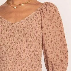 FUN 2 FUN Holly Smocked Blouse In Pink New Arrivals