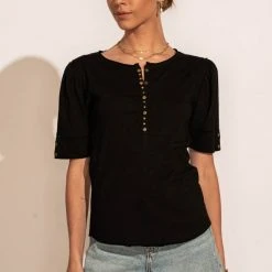 WORUI New Arrivals Louella Top In Black