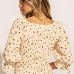 FUN 2 FUN Holly Smocked Blouse In Cream