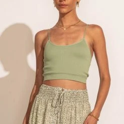 DYNAMIC FASHION Talah Ribbed Tank Top In Sage