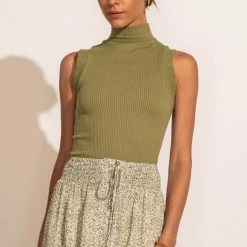 DYNAMIC FASHION New Arrivals Bella Ribbed Tank In Olive