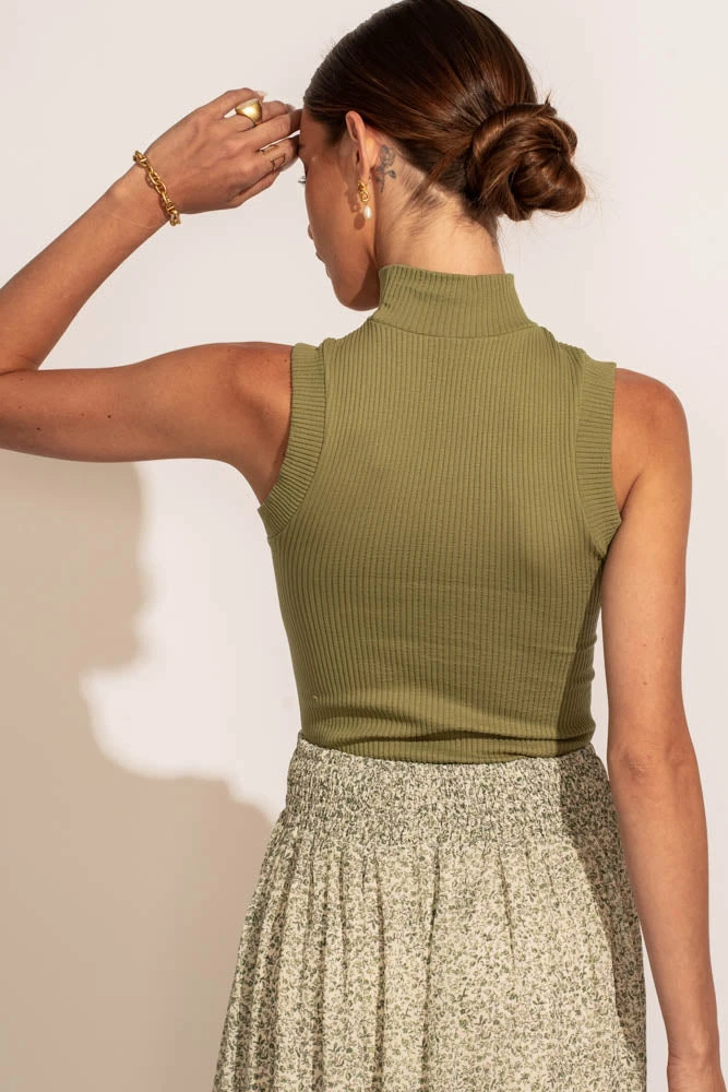 DYNAMIC FASHION New Arrivals Bella Ribbed Tank In Olive 8 DYNAMIC FASHION New Arrivals Bella Ribbed Tank In Olive