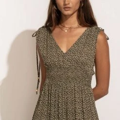 FINAL TOUCH COLLECTION Josephine Midi Dress In Olive