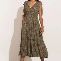 FINAL TOUCH COLLECTION Josephine Midi Dress In Olive