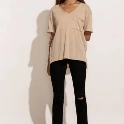 LA MIEL Tops Paula Oversized Top In Taupe