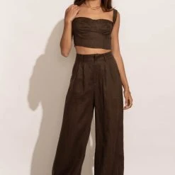 LISTICLE Adella Pants In Brown New Arrivals