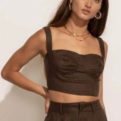 LISTICLE Adella Bustier Top In Brown