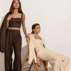 LISTICLE Adella Pants In Brown New Arrivals
