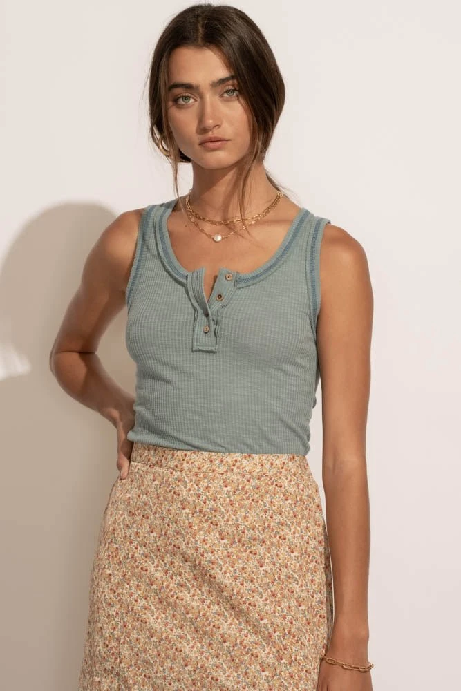 LA MIEL Waylon Ribbed Tank Top In Blue Tops 7 LA MIEL Waylon Ribbed Tank Top In Blue Tops