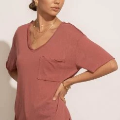 LA MIEL Paula Oversized Top In Plum