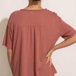 LA MIEL Paula Oversized Top In Plum