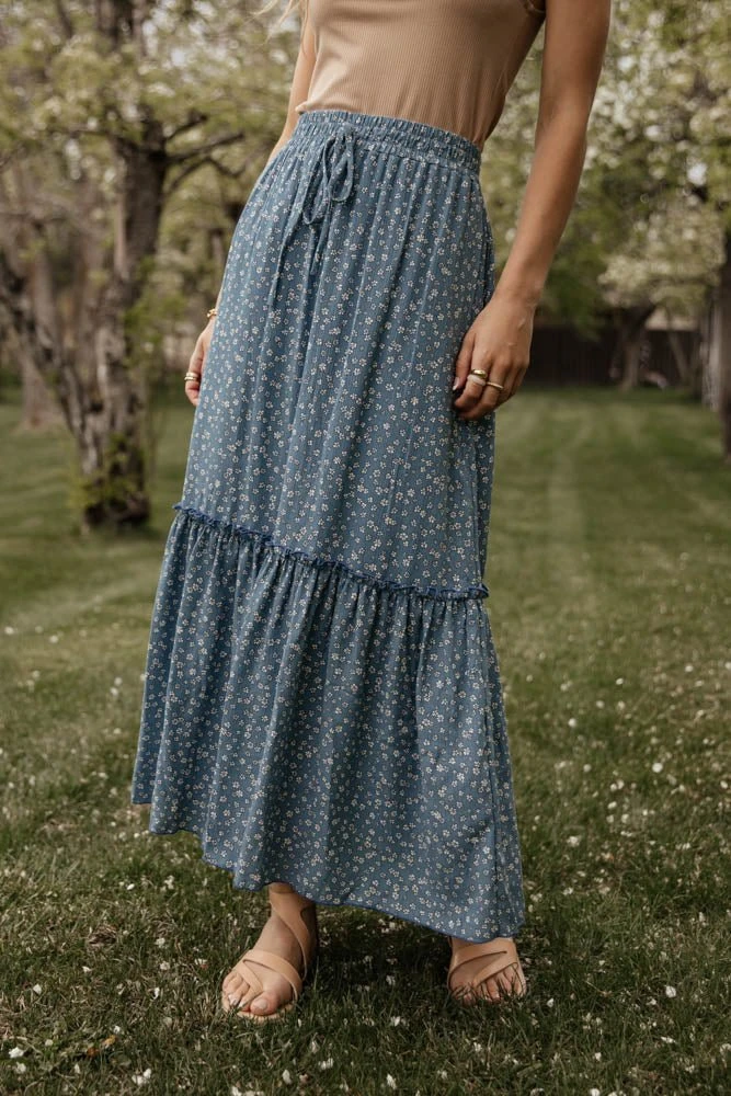 LAKE FLOWER FASHION New Arrivals Daniella Maxi Skirt In Blue 10 LAKE FLOWER FASHION New Arrivals Daniella Maxi Skirt In Blue